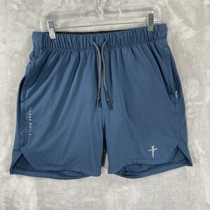Three Nails Shorts men's Large 31x5 Lined Athletic Training Workout Active Blue